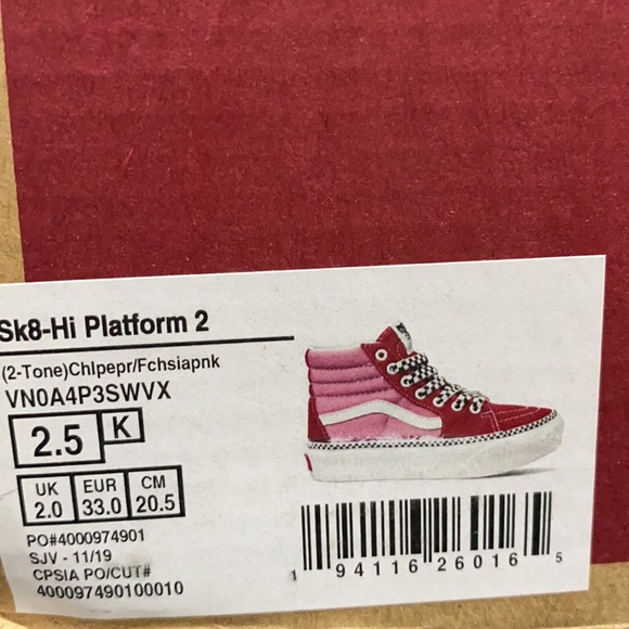 😳SALE😳 VANS SK8-HI Platform 2 Tone Pink Canvas Kid’s Size VN0A4P3SWVX - Picture 7 of 7